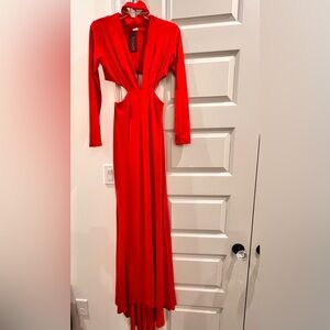 Red Cut Out Choker Gown Hot Miami Styles